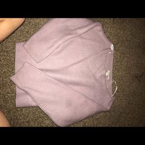off the shoulder purple sweater